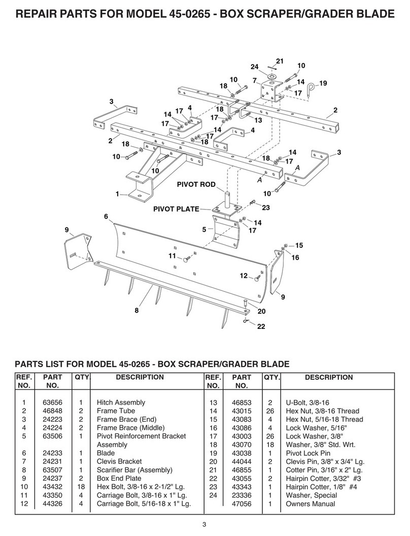 Agri-Fab Box Scraper/Grader Blade 45-0265 parts list