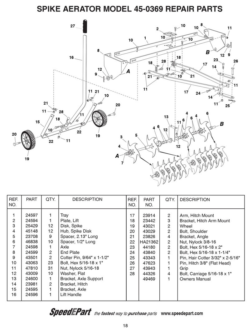 Agri-Fab Spike Aerator 45-0369 repair parts