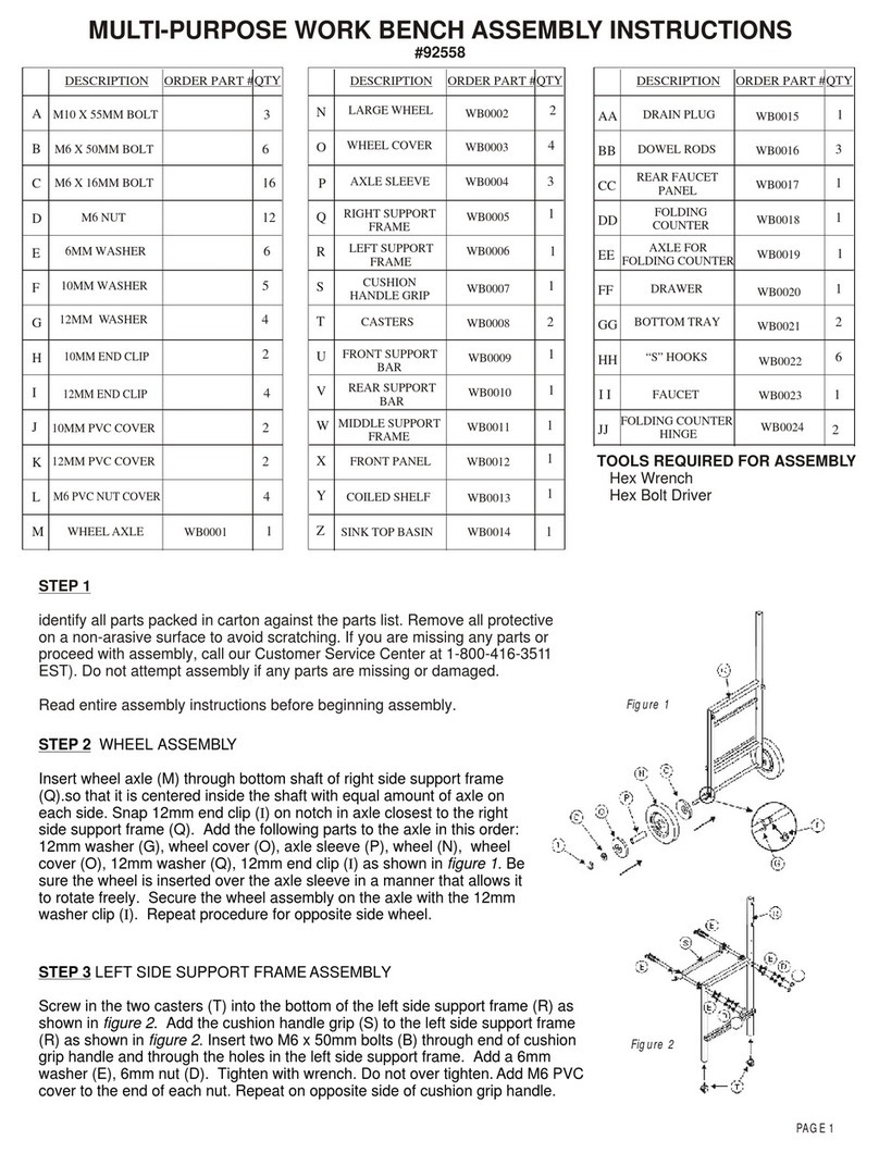 Agio Multi-Purpose Work Bench 92558 User manual