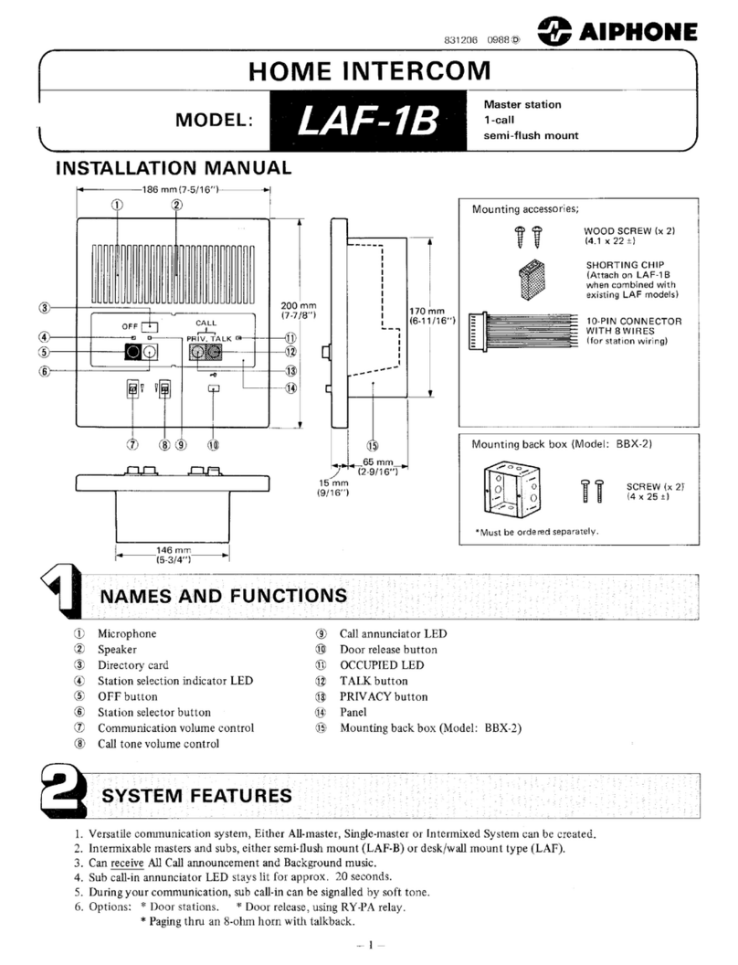 Aiphone HOME INTERCOM LAF-1B User manual