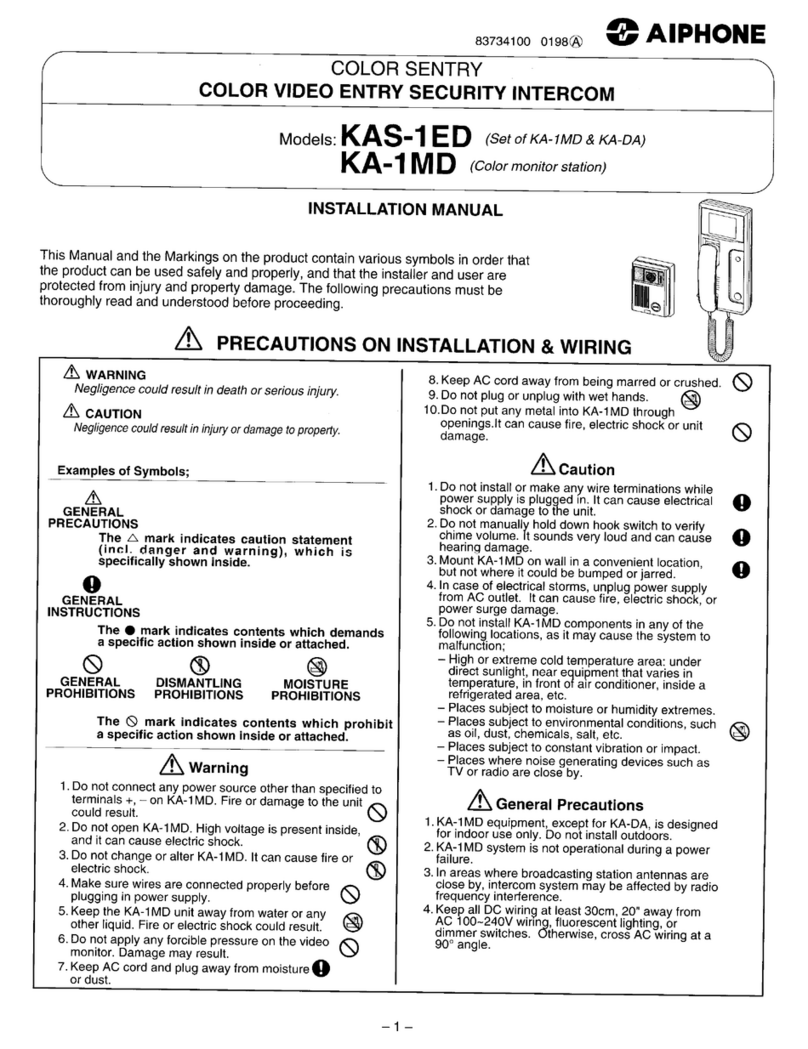 Aiphone COLOR SENTRY KA-1MD User manual