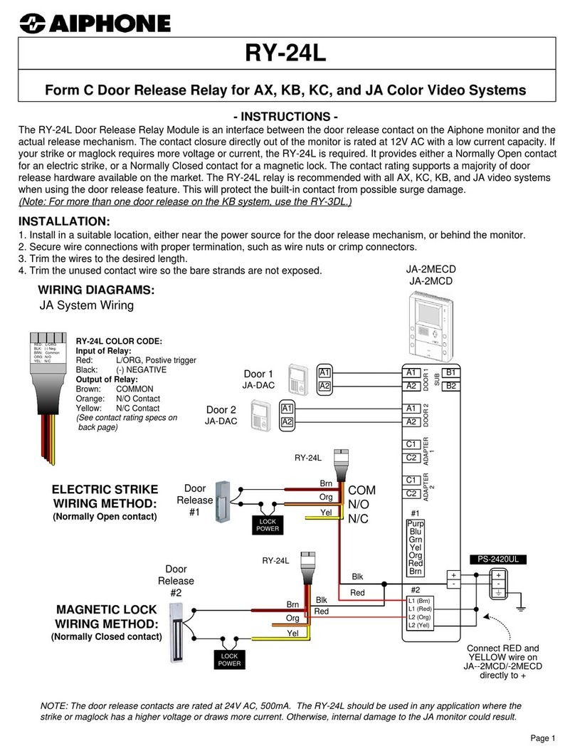 Aiphone DOOR RELEASE RELAY MODULE RY-24L user manual