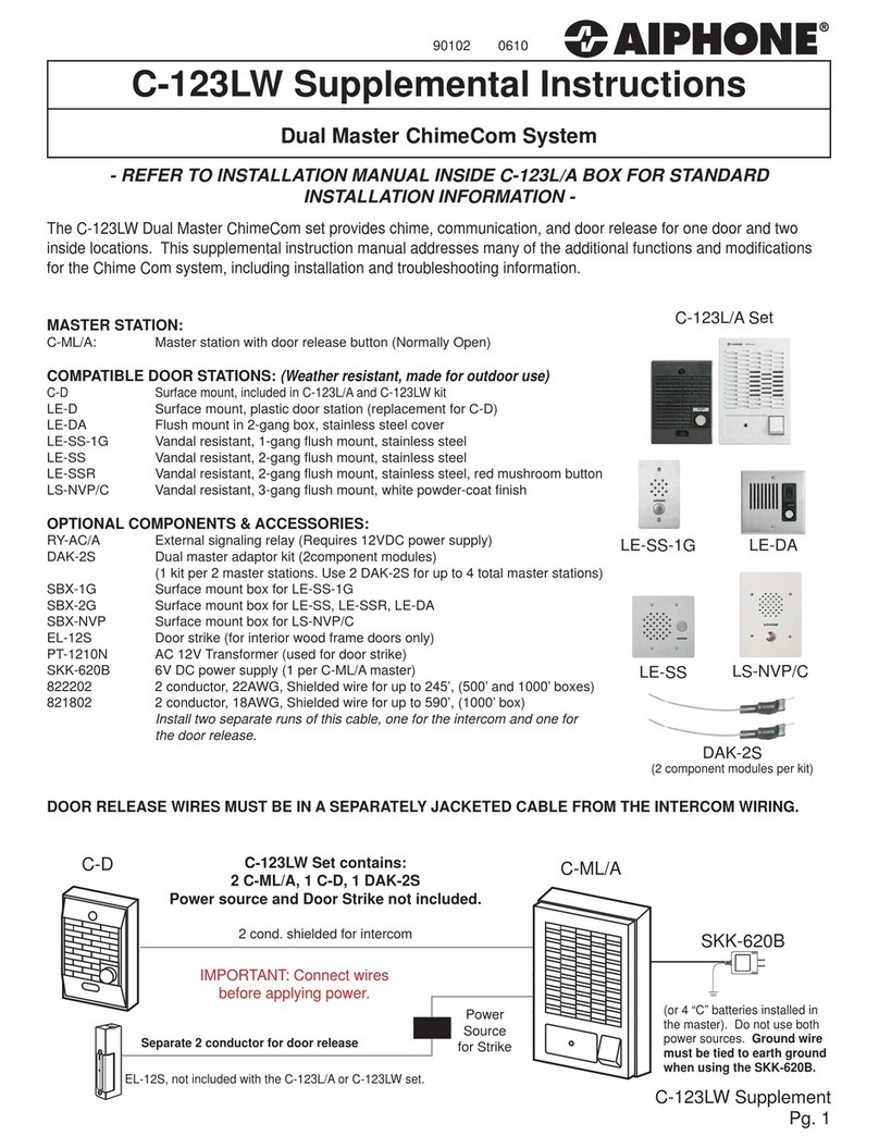 Aiphone C-123LW Supplemental instructions