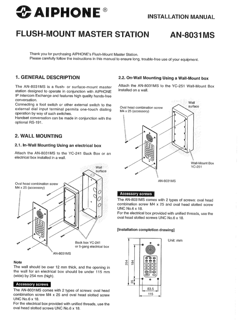 Aiphone AN-8031MS User manual