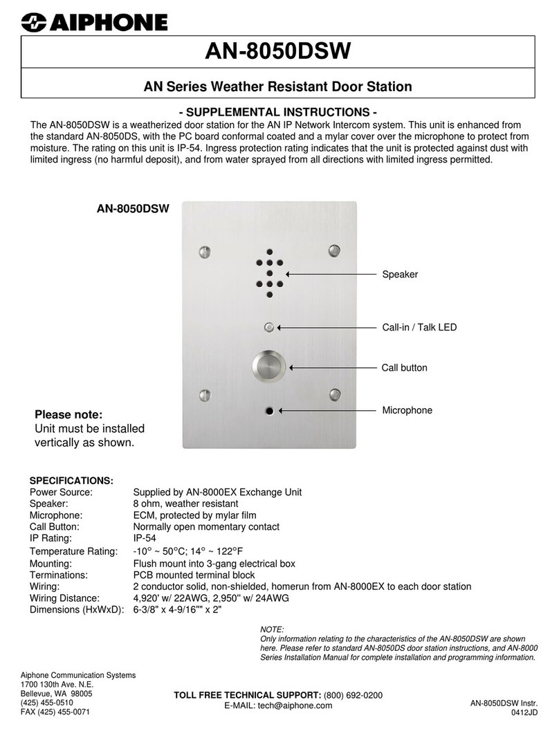 Aiphone AN-8050DSW Owner's manual