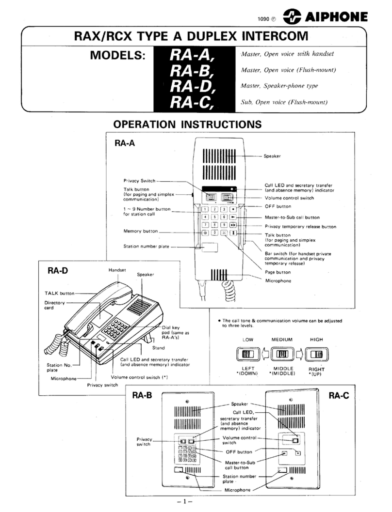 Aiphone Ra-D operating instructions
