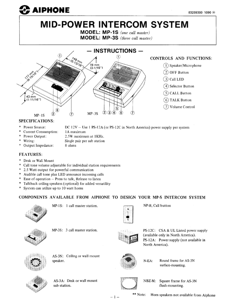 Aiphone MID-POWER MP-1S User manual