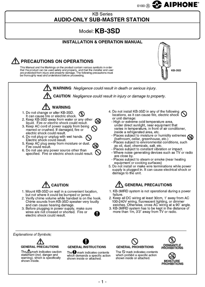 Aiphone Kb-3sd Installation & operation manual