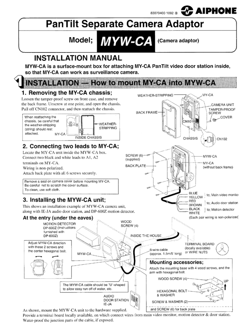 Aiphone MYW-CA installation manual