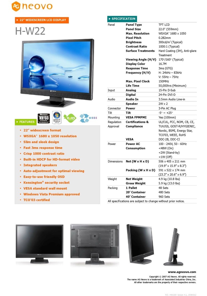 AG Neovo H-W22 User manual AG Neovo H-W22 User manual