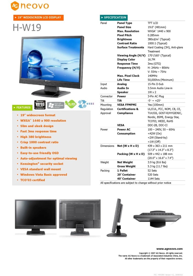 AG Neovo H-W19 User manual AG Neovo H-W19 User manual