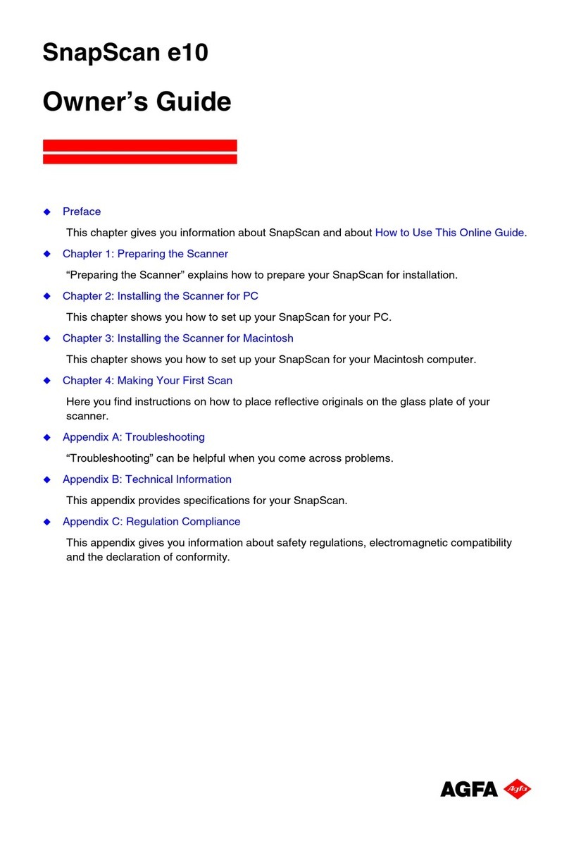 AGFA SNAPSCAN E10 owner's guide