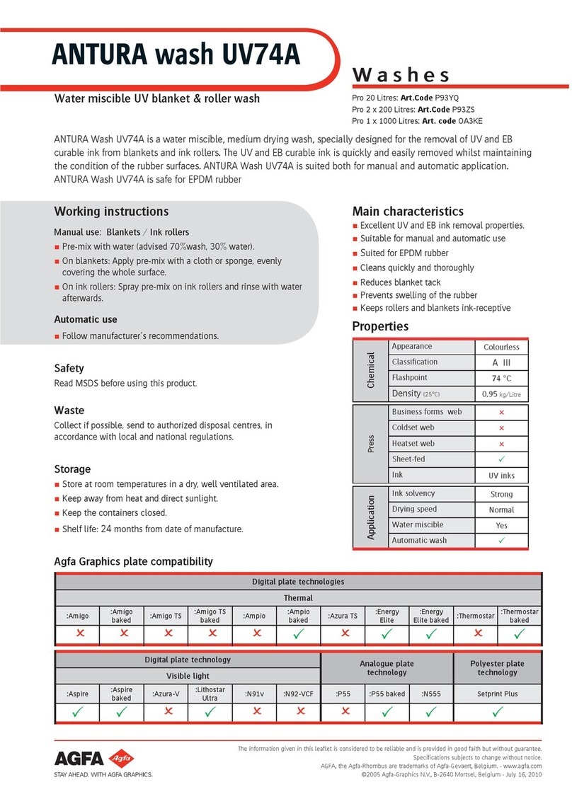 AGFA ANTURA WASH UV74A user manual