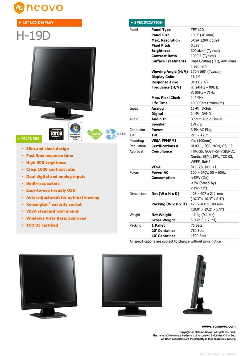 AG Neovo H-19 User manual AG Neovo H-19 User manual