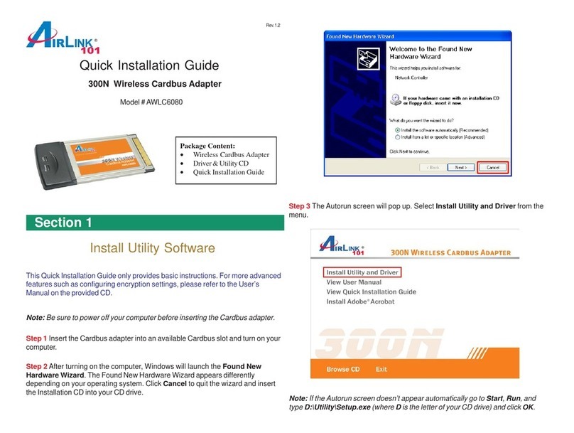 Airlink101 300N Wireless Cardbus Adapter AWLC6080 User manual
