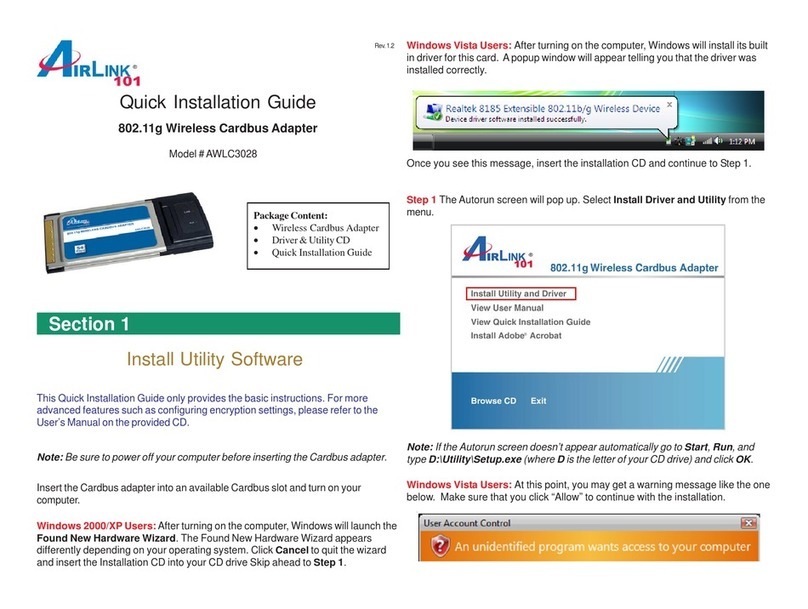Airlink101 Wireless Cardbus Adapter AWLC3028 User manual