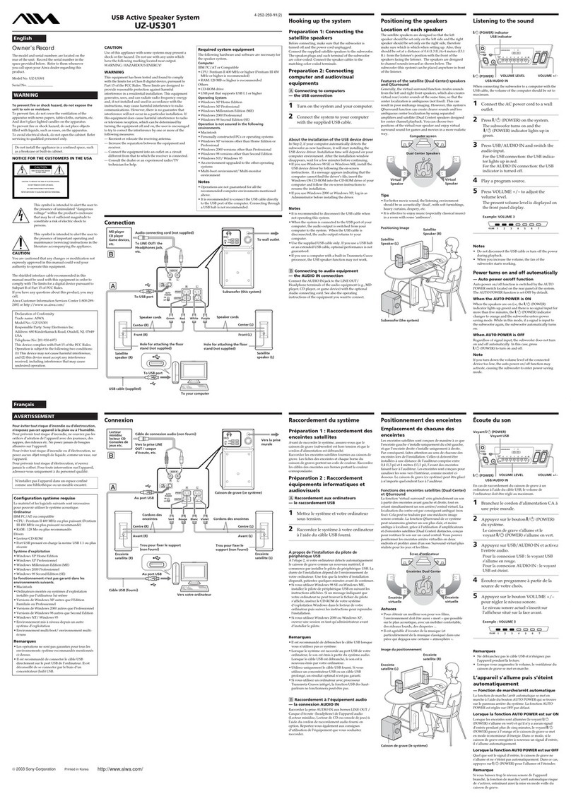 Aiwa UZ-US301 User manual
