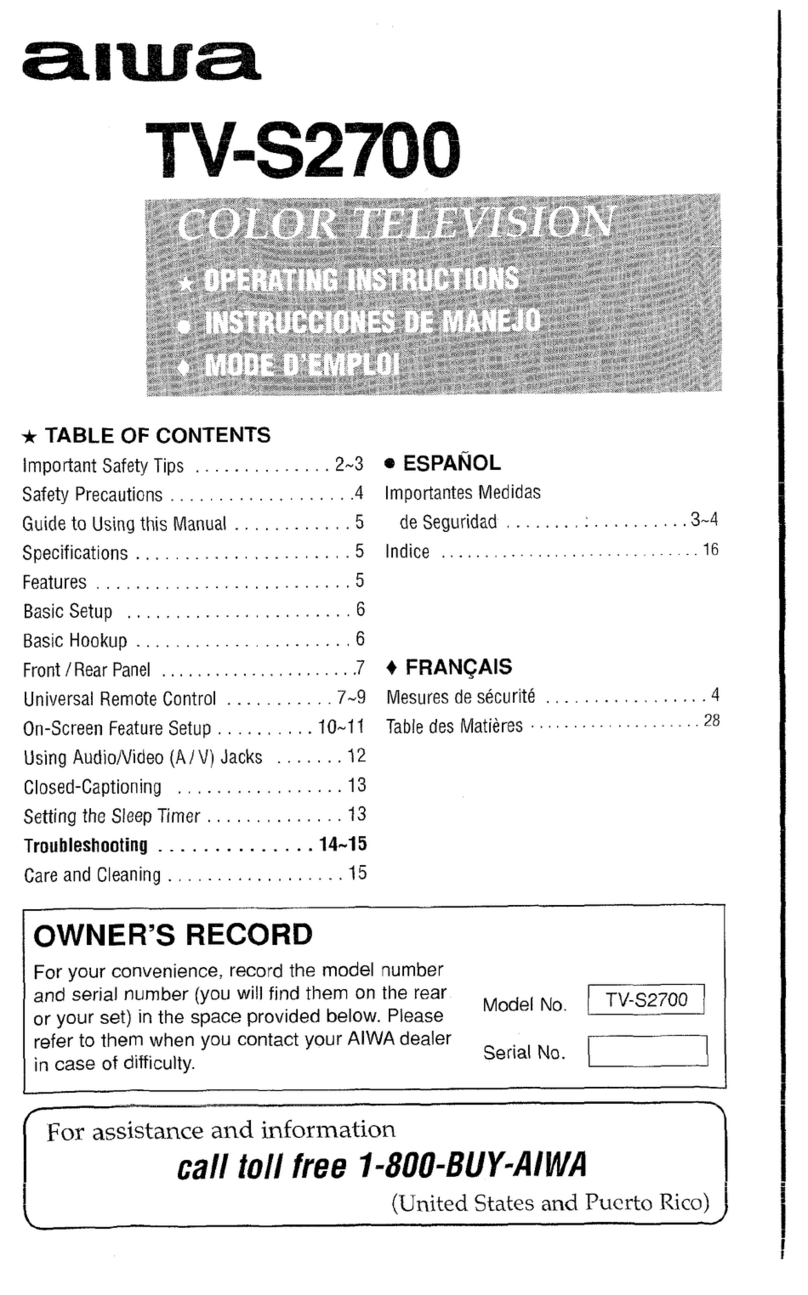 Aiwa TV-S2700 operating instructions