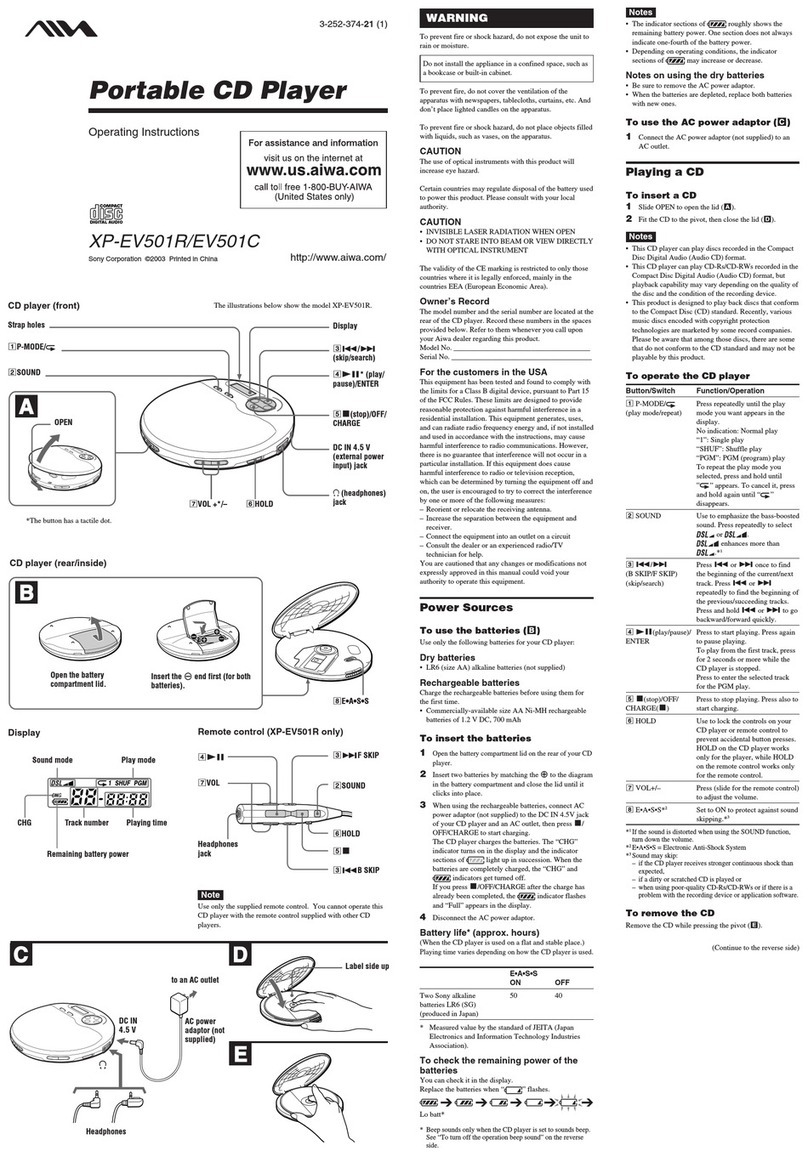 Aiwa XP-EV501C operating instructions