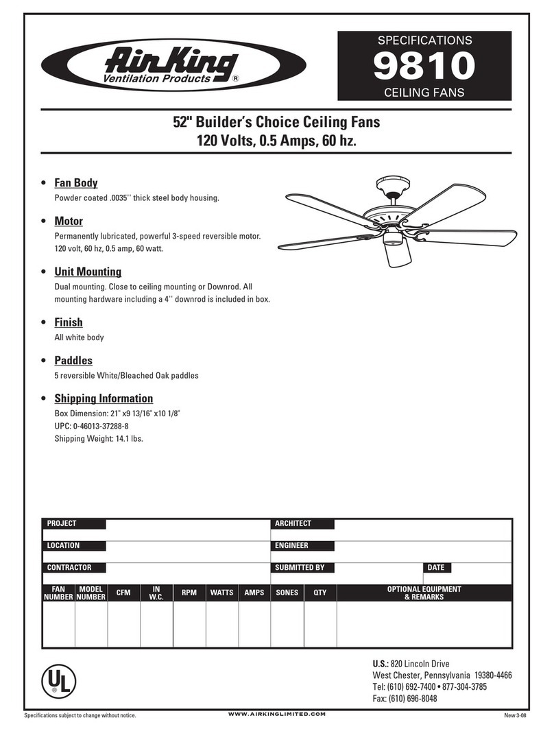 Air King Builder’s Choice 9810 Specifications