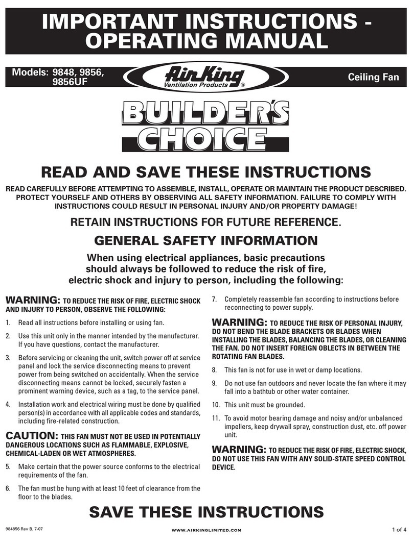 Air King Builder's Choice 9848 operating manual