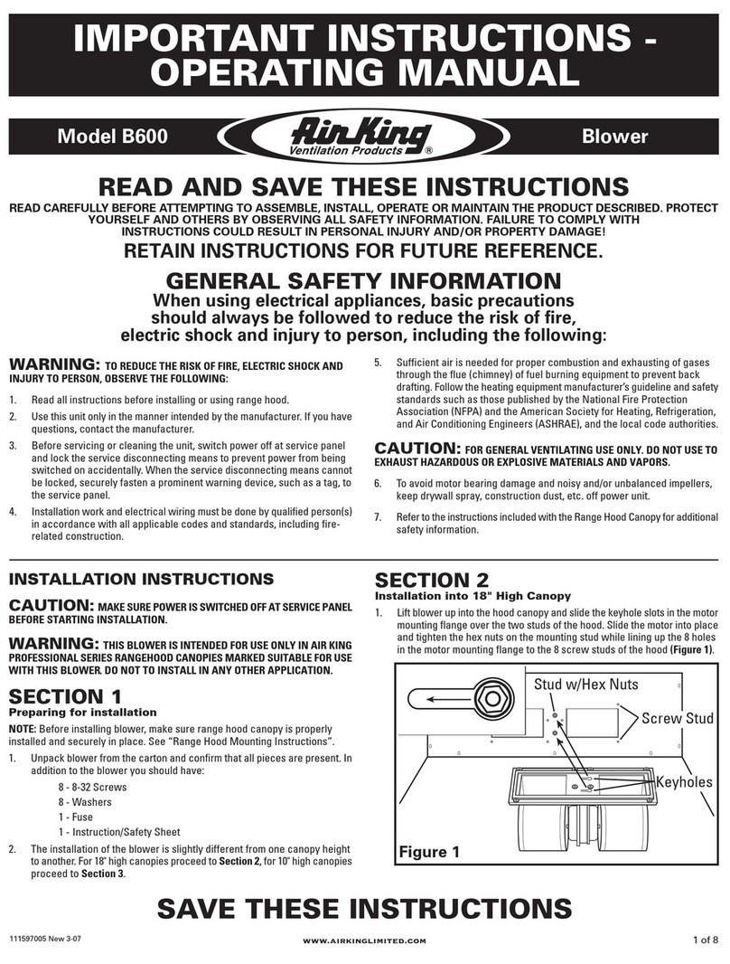 Air King B600 operating manual