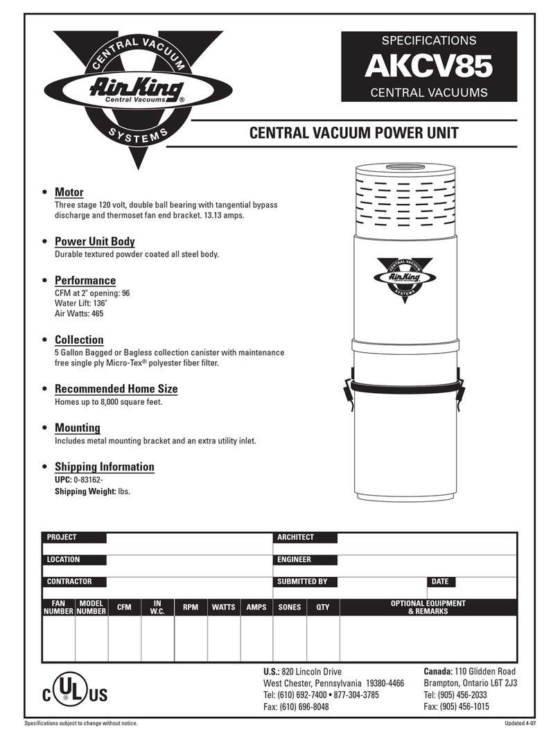Air King AKCV85 Specifications