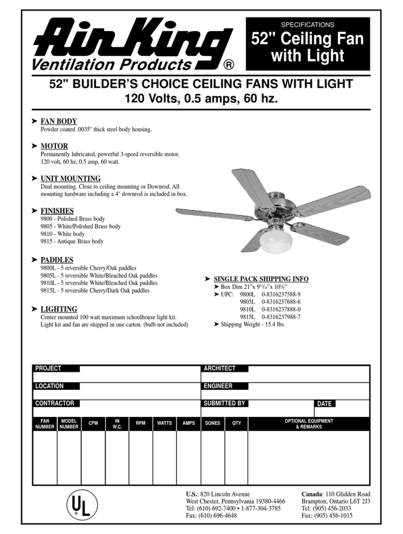 Air King Ceiling Fan with Light Specifications Air King Ceiling Fan with Light Specifications