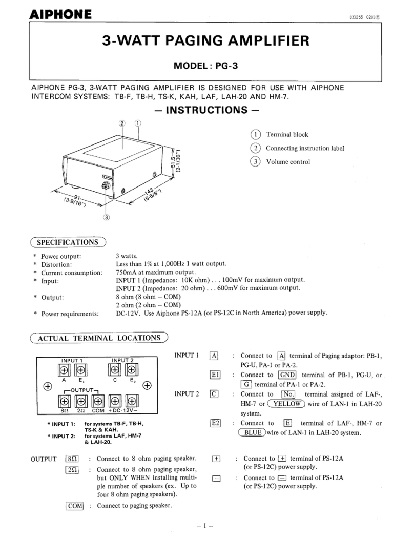 Aiphone PG-3 User manual