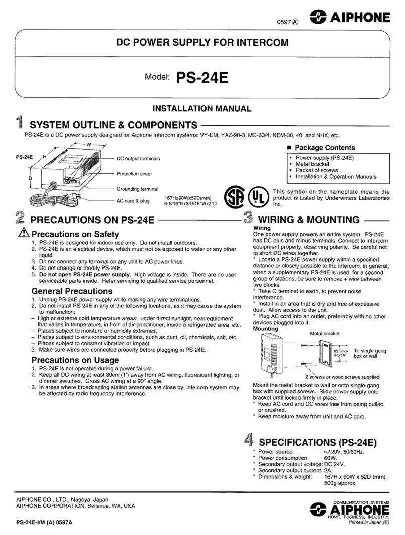 Aiphone PS-24E installation manual