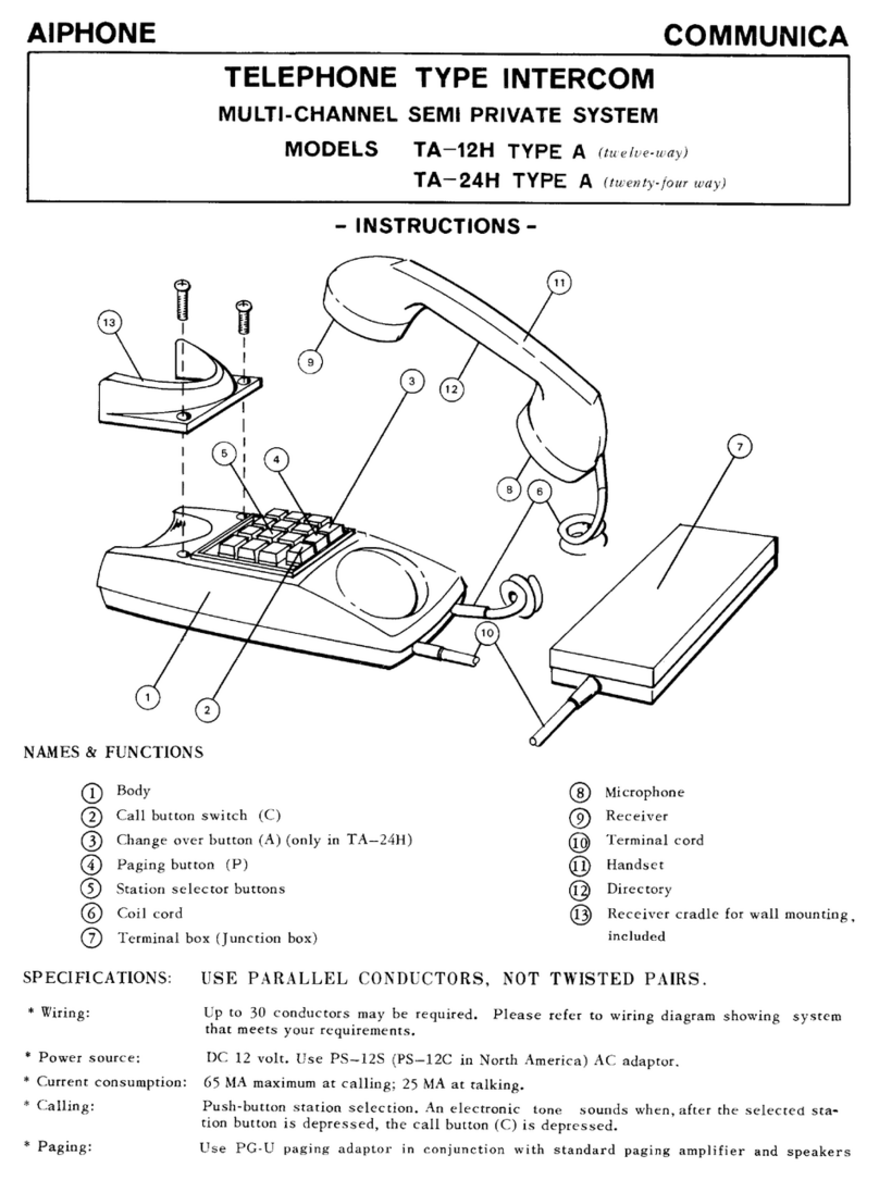 Aiphone TA-12H instructions