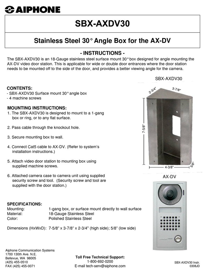 Aiphone SBX-AXDV30 instructions