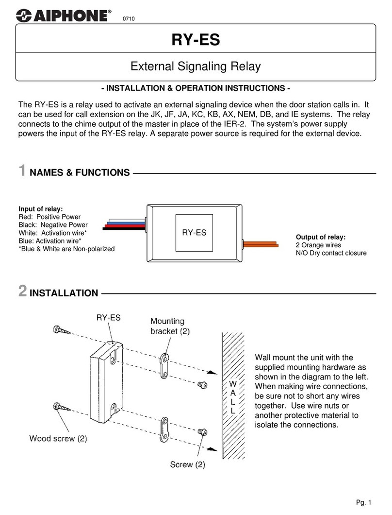 Aiphone RY-ES Installation & operation instructions