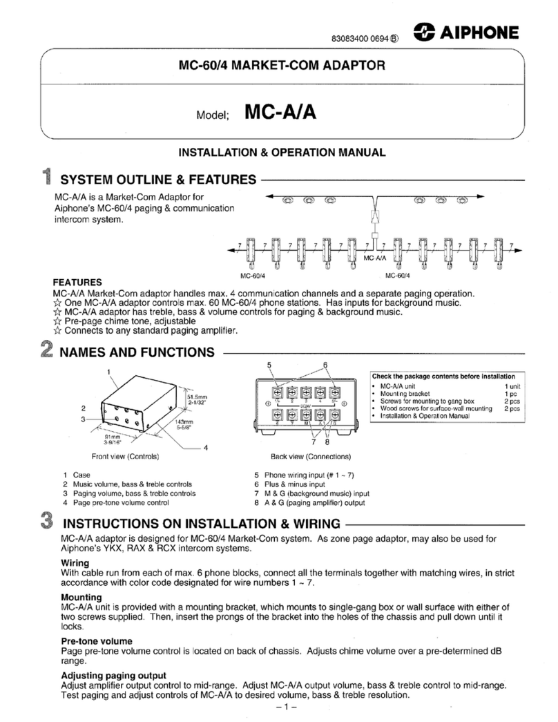 Aiphone MC-A/A User manual