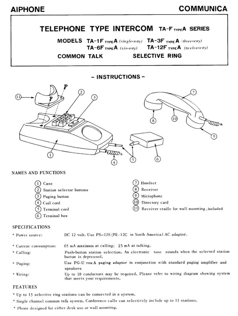 Aiphone TA-12F User manual