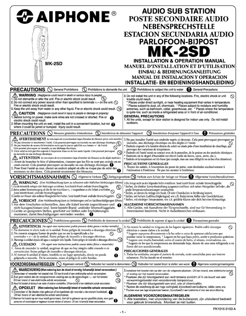Aiphone MK-2SD User manual Aiphone MK-2SD User manual
