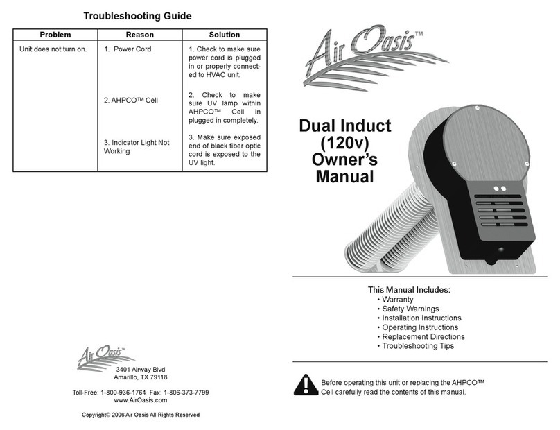 Air Oasis Dual Induct (120v) owner's manual
