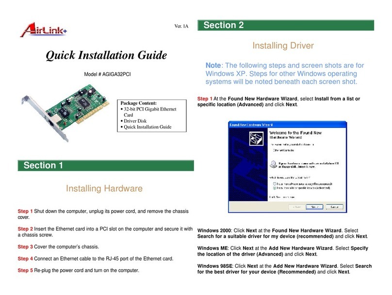 Airlinkplus 32-bit PCI Gigabit Ethernet Card AGIGA32PCI Quick installation guide