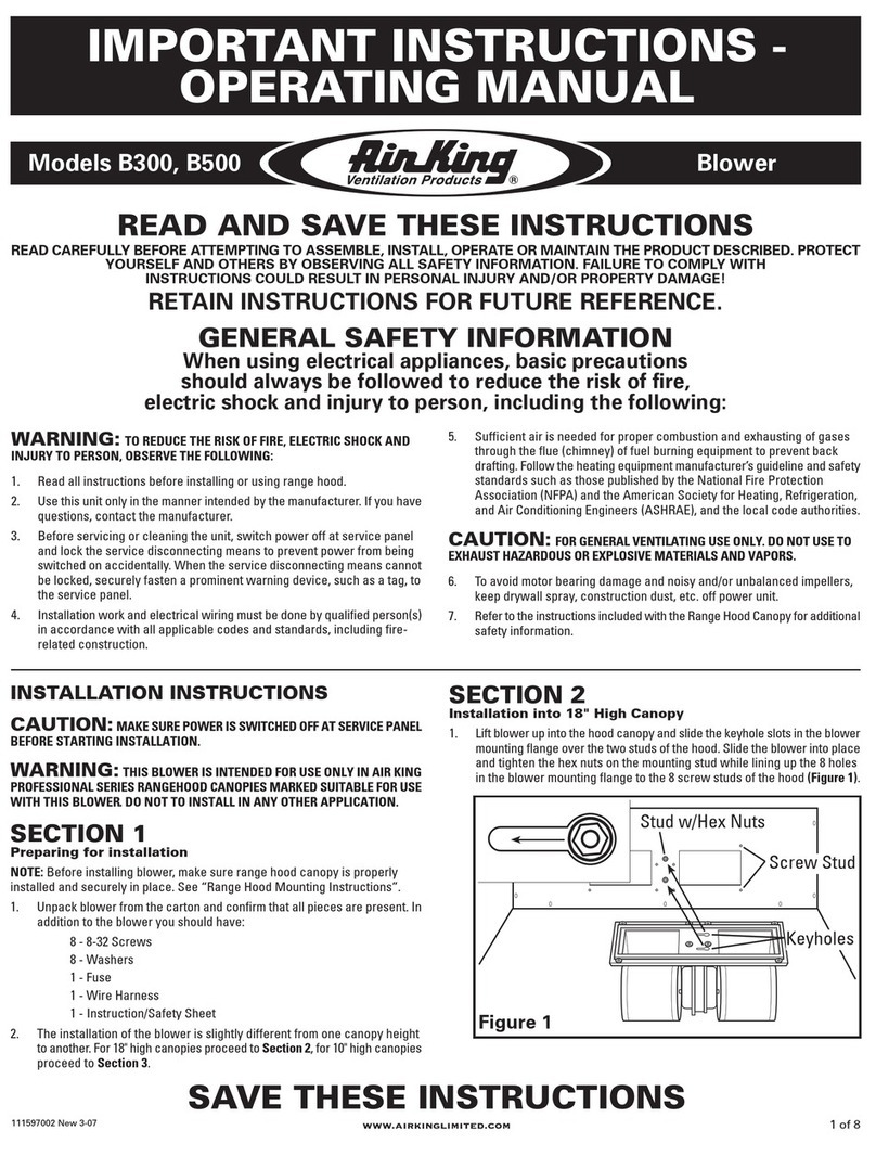 Air King Blower B300 operating manual