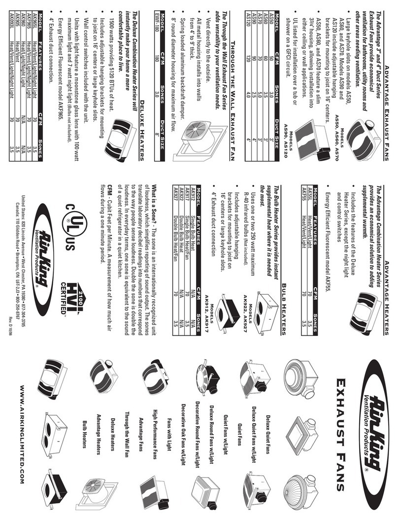 Air King EWF-180 Specification sheet