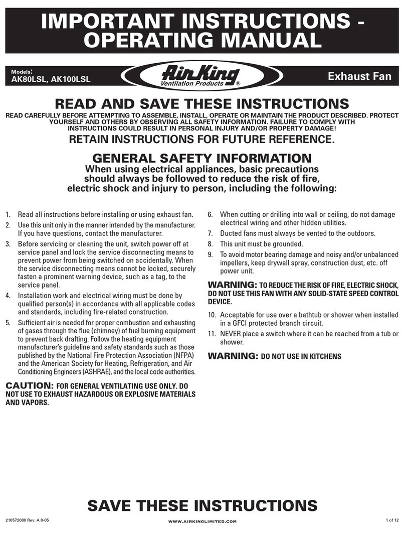 Air King AK100LSL operating manual