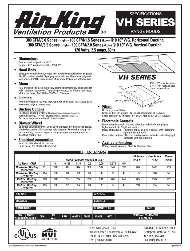Air King VH1303 Specifications