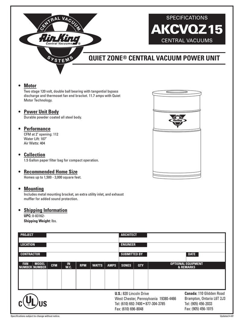 Air King QUIET ZONE AKCVQZ15 Specifications