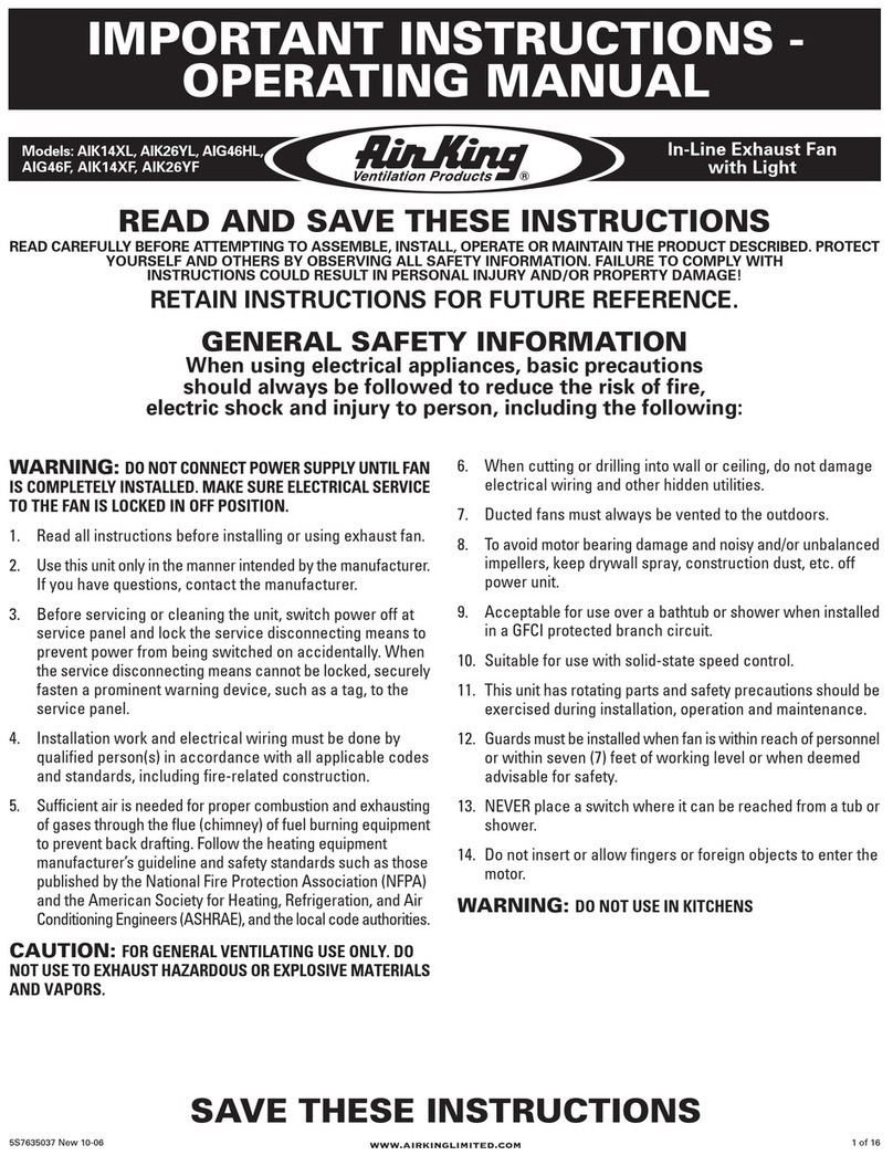 Air King In-Line Exhaust Fan AIG46F operating manual
