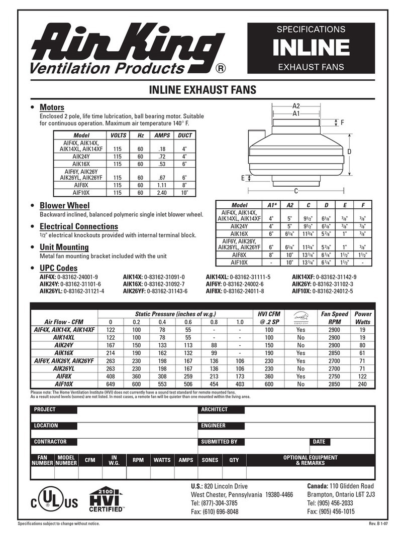 Air King AIF10X User manual