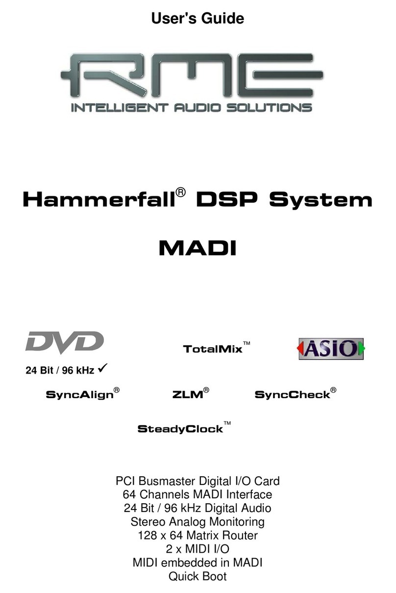 RME Audio Hammerfall Hammerfall DSP System user guide