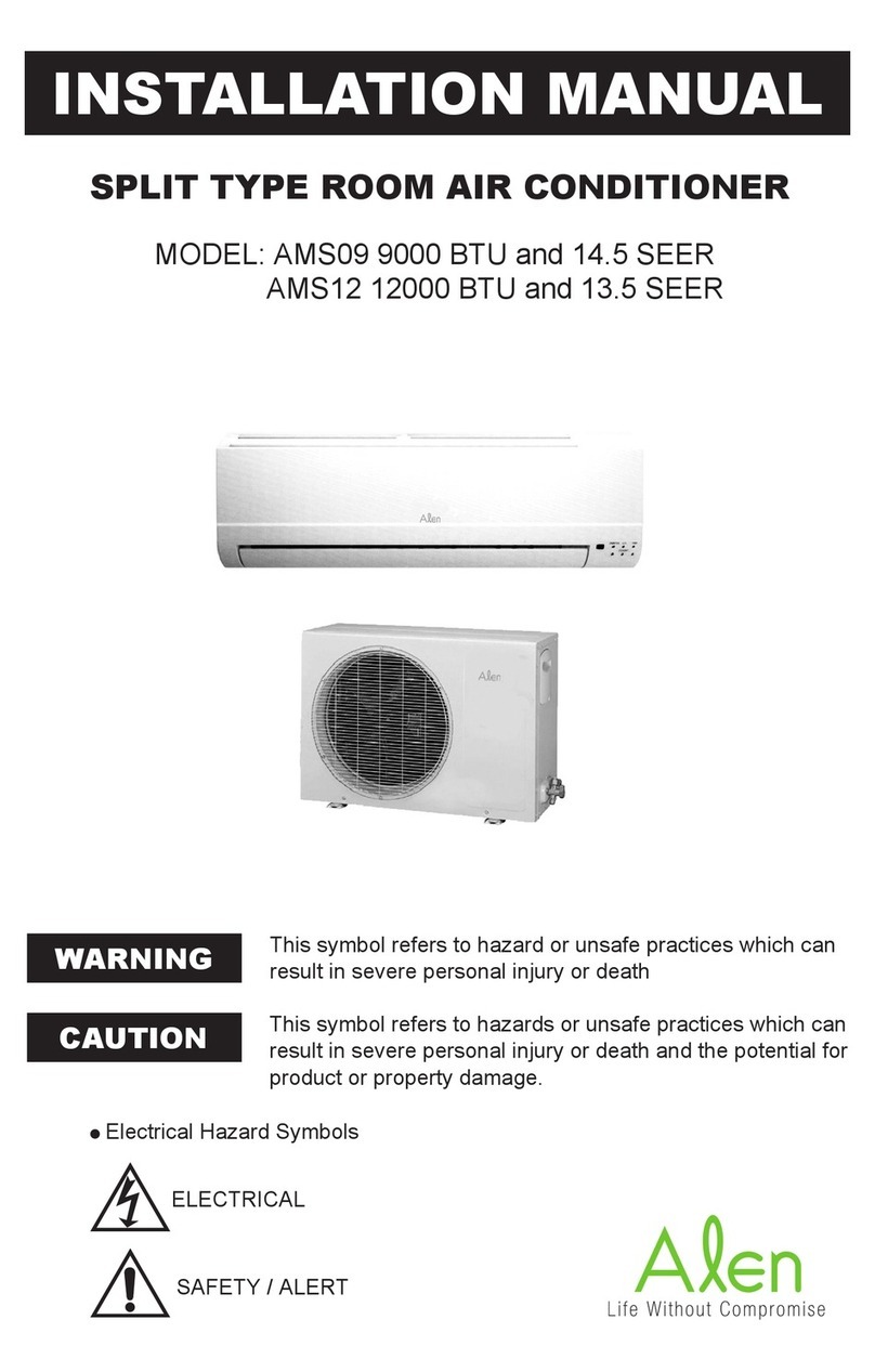 Alen AMS09 9000 BTU AND 14.5 SEER installation manual Alen AMS09 9000 BTU AND 14.5 SEER installation manual