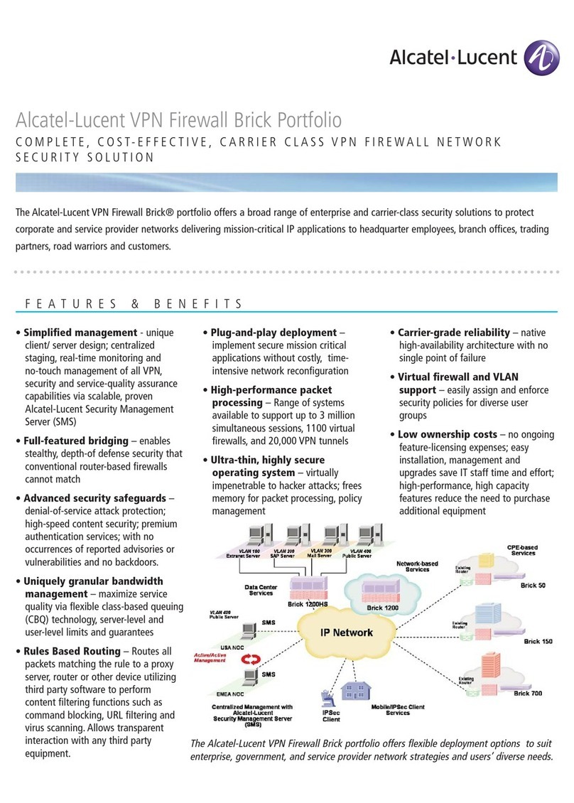 Alcatel-Lucent VPN Firewall Brick Portfolio brochure Alcatel-Lucent VPN Firewall Brick Portfolio brochure