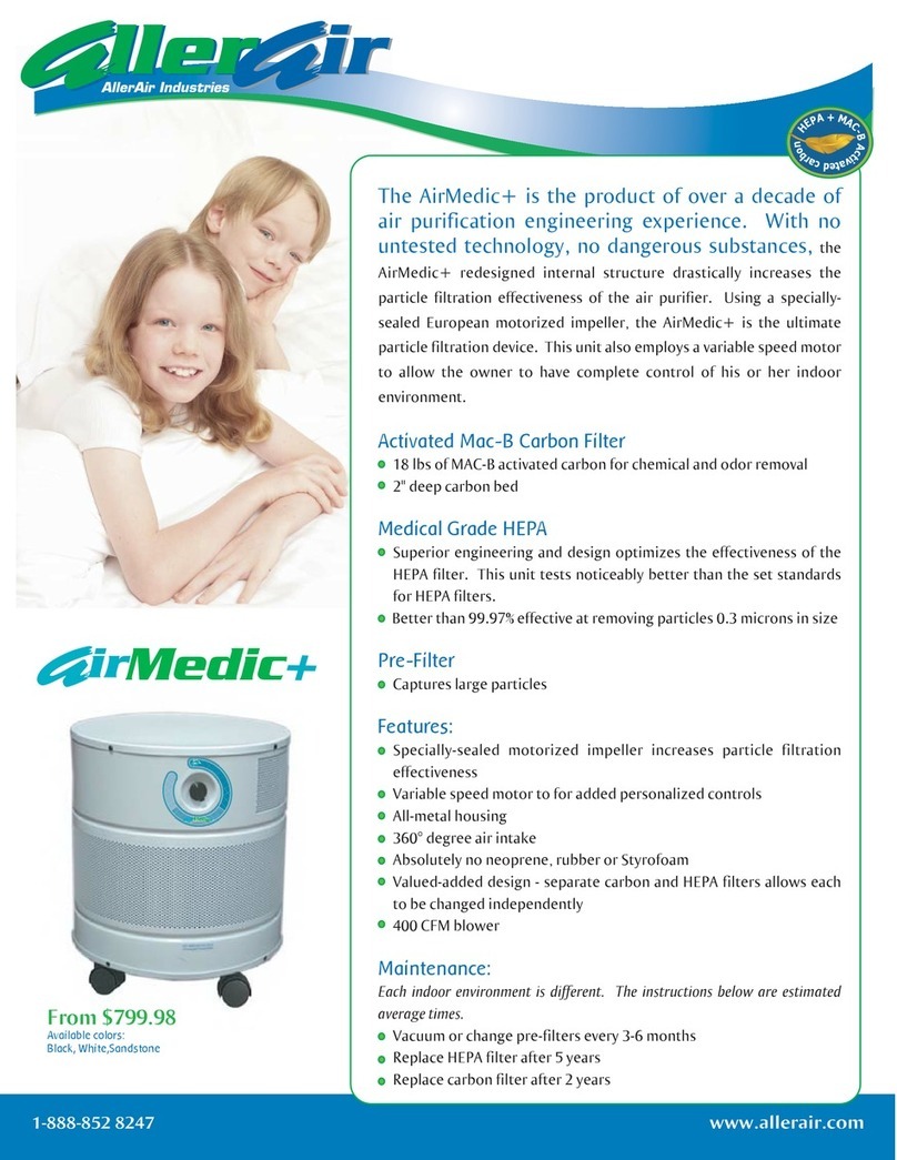 AllerAir AirMedic+ Air Purifier User manual AllerAir AirMedic+ Air Purifier User manual