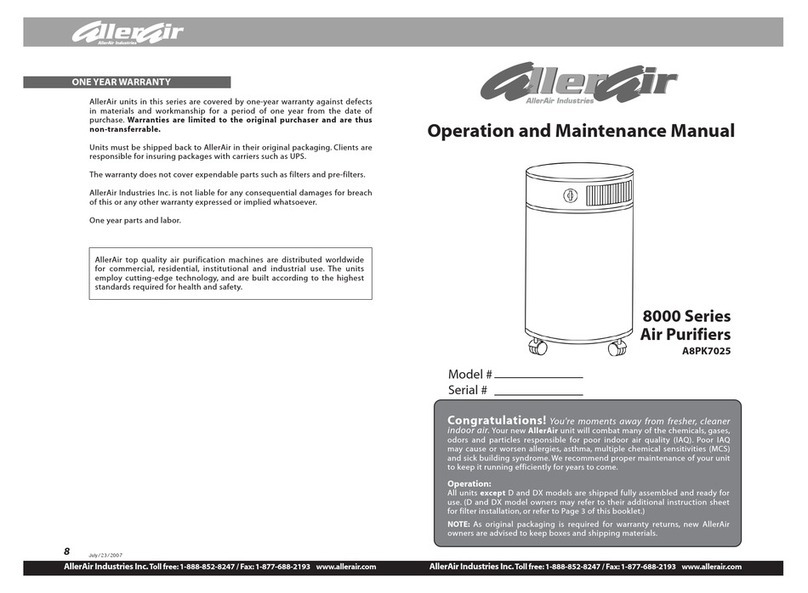 AllerAir A8PK7025 Operation and maintenance manual